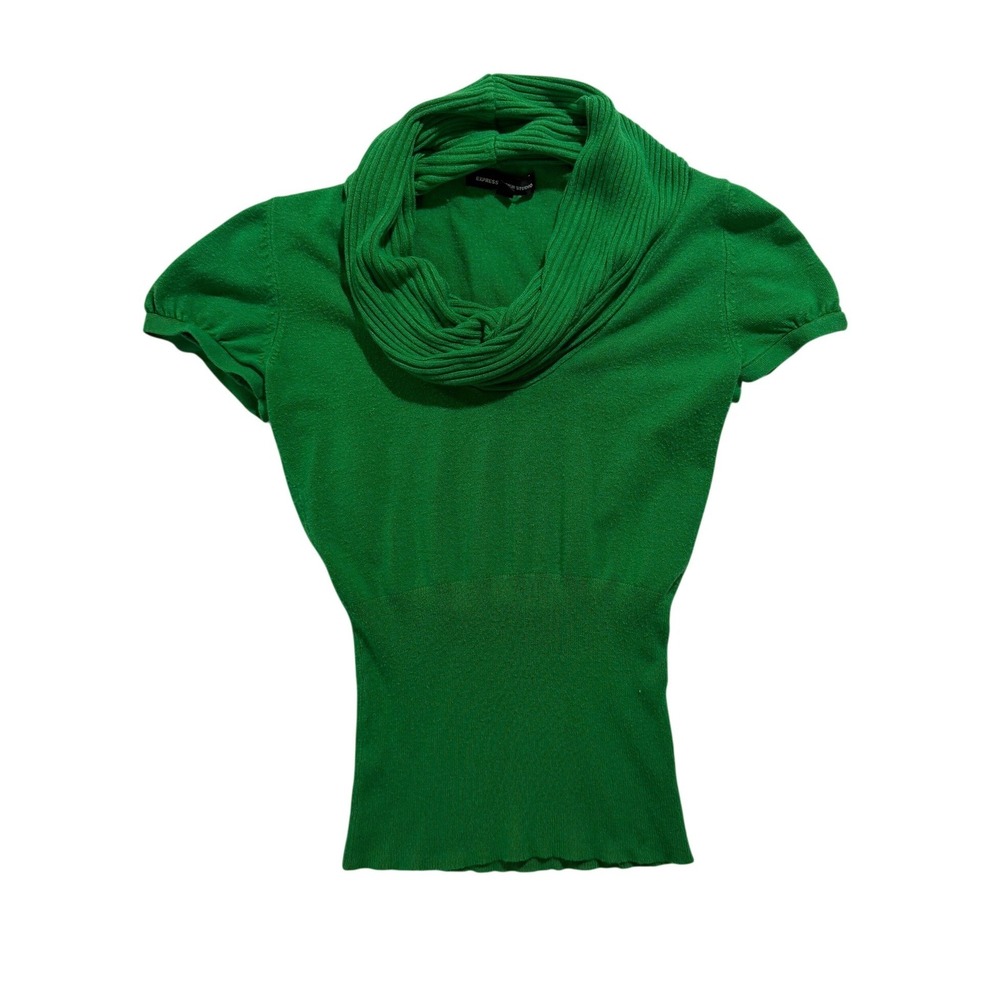 Express Design Studio Green Cowl Neck Sweater Top XS Y2K